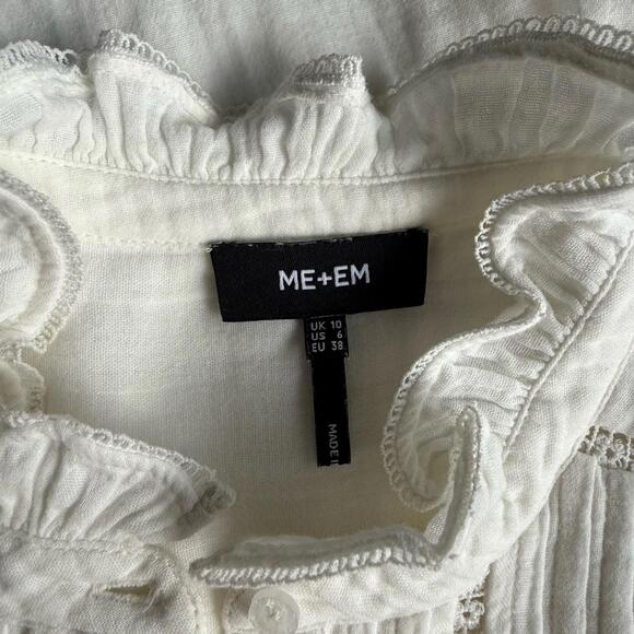 ME+EM Women Cheesecloth Trim Detail Short Swing Dress Soft White Cotton US 6 S - Picture 12 of 15